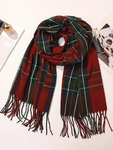 1pc Universal Multicolor Plaid New Style Versatile Casual Scarf Suitable For Autumn/Winter - Christmas Red Plaid - View 4