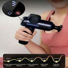 This 5-Speed Adjustable Massage Gun Comes With 4 Replaceable Massage Heads. It's A USB Rechargeable Portable Deep Tissue Impact Muscle Massager, A Lightweight Electric Body Massager Suitable For Gyms, Sports, And Home Use. - Multicolor - View 4