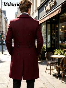 Men Overcoats - Burgundy - View 2