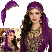 1pc Belly Dance Coin Headscarf, Dance Performance Accessory, Hat (Randomly Shipped Outer Packaging) Random Color - Multicolor - View 4