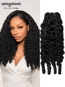 MEGALOOK 1 Bundle 100% Human Hair Burmese Curly Hair, 12A Grade Unprocessed Raw Burmese Hair, Spiral Curly Ends, Natural Color, Beginner Friendly - SNatural - View 1