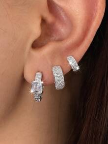 rakol 6pcs Fashionable Versatile Bohemian Style Cubic Zirconia Earring Set, Suitable For Women's Daily Stacking Decoration - Earrings - View 15