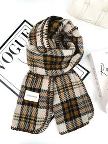 1pc Universal Multi-Color Plaid New Style Versatile Casual Scarf Suitable For Autumn/Winter - Triangle Needle Brown - View 1