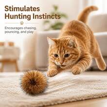 4pcs Realistic Rabbit Fur Ball Cat Toys, Indoor Plush Cat Toys, Cat Owner Gift, Valentine's Day, Thanksgiving, Party, Birthday Gift - Multicolor - View 3