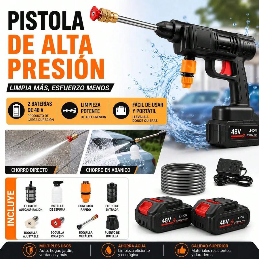SXQU IBBI 3LD1 U6JQ 1 caja de lavadora de alta presión eléctrica de carga portátil con pistola de pulverización para el lavado de automóviles, batería incluida;Limpiador;Una herramienta inalámbrica;Pistola de aerografía;Pistola de pulverización eléctrica;Pistola para li GBYR - 1 - Ver 1