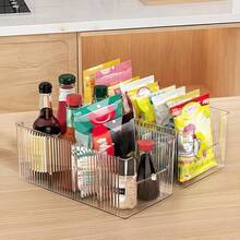 4-Compartment Large Capacity Transparent Seasoning Storage Box, Detachable Dividers, Multi-Purpose Kitchen Storage Box, Refrigerator Storage Box, Suitable For Countertop Use, Multi-Purpose Kitchen Spice Storage Box, Saves Countertop And Cabinet Space, Adjustable And Freely Combinable, Seasoning Organizer Box, No Installation Required / Divider Kitchen Cabinet Spice Bag Storage Rack, Countertop Seasoning Bottle And Jar Storage - Multicolor - View 7