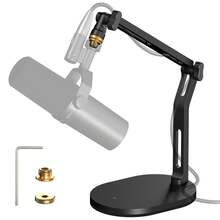 2026 Desktop Microphone Stand Holder Mic Stand Desk Mount For For Recording & Studio, All-Metal Construction, Weighted Iron Base, Height Adjustable, Max 2.2lb Weight Capacity - one-size - View 1