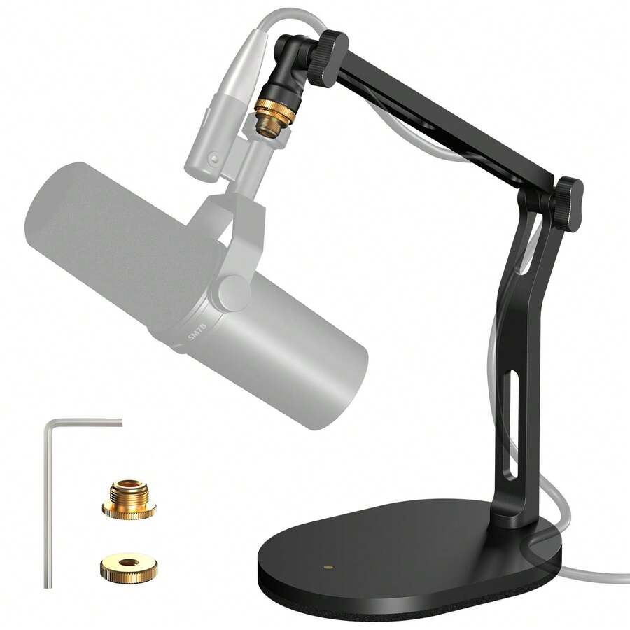 2026 Desktop Microphone Stand Holder Mic Stand Desk Mount For For Recording & Studio, All-Metal Construction, Weighted Iron Base, Height Adjustable, Max 2.2lb Weight Capacity - one-size - View 1
