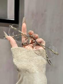 1 Pair Women's Square Frame Elegant Fashion Transparent Glasses, Suitable For Daily Wear - Clear - View 4