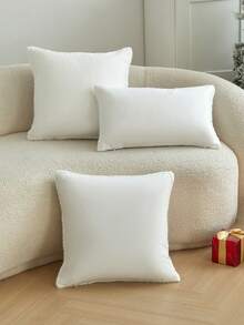 LCUHPCL 1pc Christmas Jingle All The Way And Snowflake 3D Embroidered Plush Pillowcase, Home Decor For Sofa, Bedroom, Living Room, Daily Use, Party And More - Red - View 12