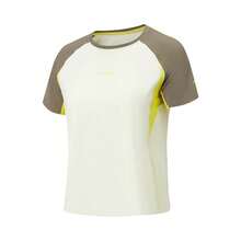 LI-NING Short Sleeve T-Shirts Women's Short Sleeve T-Shirts ATSW184 Legit Official Store - White Jade Green/Glazed Yellow/Brown Rock Brown - View 2