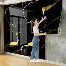 Brodark 1 Roll 40x300cm 3D Marble Wallpaper Wall Sticker 3D Wall Panel Wall Sticker Luxury Gold Texture Self-Adhesive Wall Sticker Thickened Waterproof Oil-Proof Stain-Resistant Kitchen Bathroom Living Room Background Wall Essential For Rental Renovation - 40x300cm / 15.7x118in - View 6