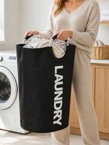 超大容量帶手柄洗衣袋，印有 LAUNDRY 圖案，多用途長方形洗衣袋，適合居家與旅行收納，便攜旅行收納袋，耐用抽繩設計，居家帆布收納袋，旅行/宿舍理想選擇，返校/畢業季必備，送給親友的必要禮物，返校季禮物 - 彩色 - 查看 6