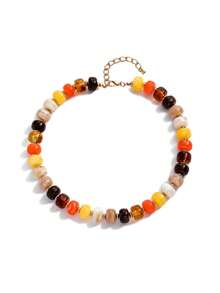 Collar de cuentas de resina multicolor estilo boho para mujer, joyería de verano para playa y vacaciones - Multicolor - Ver 14