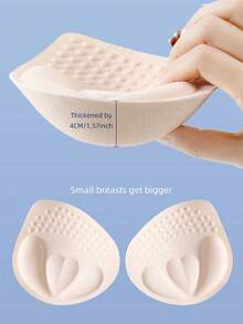 1 Pair 4cm Thick Bra Pads, Removable & Washable Push-Up Padding Inserts, Adds Fullness, Bra Accessories - Apricot - View 2