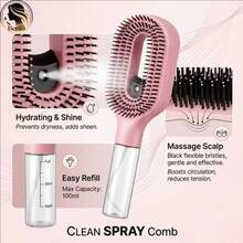 2pcs/Hair Styling Set - 2-In-1 Spray Comb With Water Tank, For Moisturizing And Exfoliating, Fine Mist Spray Design, Easy Hair Care With Crystal Plastic Transparent Liquid Guide Comb, Hair Oil Massage Comb, Wide Tooth Comb - Multicolor - View 5