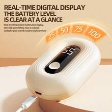 Rechargeable Hand Warmer, Portable Electric Hand Heater With Digital Temperature And Battery Display, 3 Heating Levels 45-65°C, Type-C Fast Charging, Winter Pocket Hand Warmer For Outdoor And Indoor Use - Single Pack - View 3