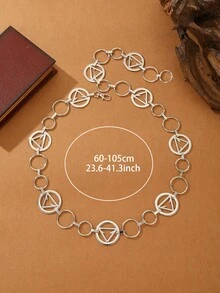 1pc Women's Water Ripple Hollow Circle Design Party Maillard Classic Waist Belt, Suitable For Autumn/Winter Daily Casual Wear, Christmas Gift For Friends - Silver - View 4
