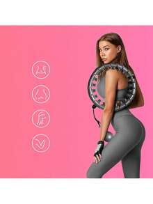 Smart Weighted With 24 Adjustable Segments, 55–140 Cm Waist Fit And Sliding Weight, Detachable Fitness Hoop With Textured Inner Surface And Adjustable Cord, Compact Exercise Equipment For Home Workouts And Training - A - View 6