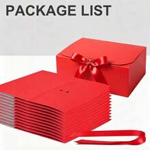 10pcs Red Gift Boxes With Lids, Bridesmaid Invitation Boxes, Luxury Red Ribbon Gift Boxes, Wedding Gift Boxes, Birthday Gift Boxes, Party Gift Boxes, Bridesmaid Gift Boxes, Graduation Gift Boxes, Valentine's Day Gift Boxes - Red and White - View 3