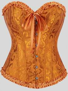 Elegantes Vintage-Korsett-Top im Hofstil mit Vorderknöpfen, Schnürung hinten, Taillenformung durch Stäbe, geeignet für Hochzeit, Party, Halloween-Outfit - Verschiedenfarbig - Übersicht 83