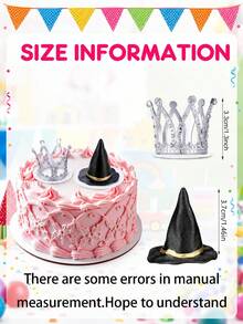 10pcs-Halloween Cupcake Toppers, Witch Hat Cupcake Decor, Silver Mini Crown, Baby Shower Supplies, Gender Reveal, Halloween Baby Party, Birthday Dessert Decoration, Cupcake Toppers, Halloween Cake Decoration - Multicolor - View 9