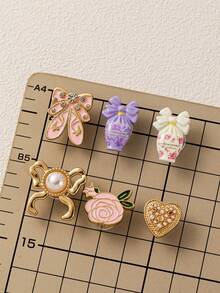 1pc Rose Bow Pendant, Cute Cartoon Style, 14k Gold Plated Copper Material, Suitable For DIY Creative Necklace, Bracelet, Earrings, Bag Chain, Keychain, Waterproof And Sweat-Resistant, Suitable For Daily Casual Wear - Multicolor - View 3