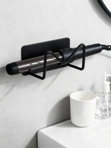 2pcs/1pc No-Drill Wall-Mounted Curling Iron/Hair Straightener Storage Rack, Multi-Function Hook | Bathroom Hook | Metal Bathroom Cabinet/Glasses Storage Rack | Strong Adhesive Hair Straightener Storage Rack, Square Multi-Function Hook | Bathroom Hook | Metal Bathroom Cabinet/Glasses Storage Rack | High-Strength Adhesive Hair Dryer Bracket, Can Be Installed Under Sink | Multi-Function Hair Care Tool Wall-Mounted Storage Rack, Suitable For Bathroom - Multicolor - View 10