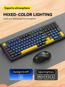 T-WOLF Gaming Keyboard And Mouse Set Wireless Bluetooth Dual Mode Keyboard Mouse RGB Backlit Custom Gaming 104-Key Keyboard 6-Button Wireless Backlit Mouse - View 6