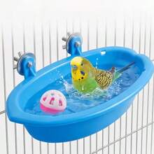 With Random Color Balls, Can Be Used As Bird Bath, Water Bowl, Hanging Bird Bath, Toy, Pet Parrot Cage, Parrot Accessory, Shower, Parrot, Parrot Shower Box, Feeding Rack, Tray, Bird Cage Accessory - Style A - View 1