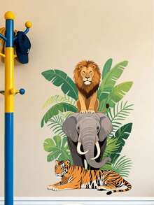 Cartoon Animal Green Plant Monkey Wall Sticker Decal For Bedroom Living Room Kids Room Home Decor Self-Adhesive Wall Sticker - Multicolor - View 10