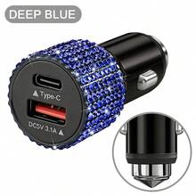 Car Charger, 1pc Shiny Rhinestone Fast Charging USB A/C Type Car Phone Charger, Diamond Adapter, Compatible With 3-In-1 Fast Charging, Retractable Data Cable, Supports Phone, Dash Cam, GPS And More, Handmade, Perfect Holiday/Birthday Gift For Men And Women - A - View 50