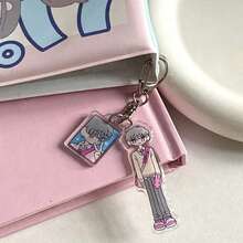 Cartoon Cat Acrylic Keychain Pendant Key Ring Bag Charm Anime - Multicolor - View 3