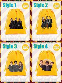 Warner Bros Yellow Drawstring Bag, Suitable For Storing Accessories, Can Be Used As Birthday Gift Or Halloween Party Decoration, Adding Festive Atmosphere To The Holiday Season - Multicolor - View 4