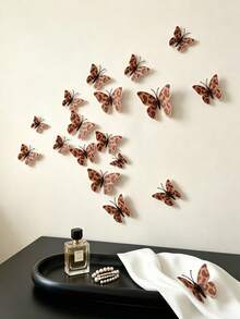 3D Leopard Print Butterfly Wall Sticker, Self-Adhesive Brown Leopard Spot Butterfly Decal, Magnetic Fridge Magnet, DIY Art Decor, Suitable For Living Room, Bedroom, Kitchen, Office - Various - View 5