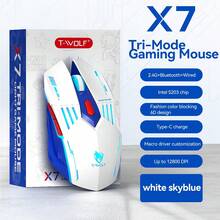 T-WOLF 3-Mode Gaming Mouse, Lightweight, Illuminated, Mechanical, Silent, Wireless, Bluetooth, Office, Home, LED Light Mouse - View 11