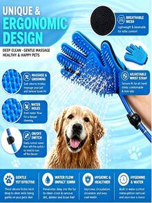 Dog Bathing Glove Sprayer 3-In-1 Pet Bathing Tool, Washable, Scrubbing And De-Shedding, Connects To Garden Hose, Adjustable Water Pressure, Easy To Rinse Dog Shower, Gift For Dog Owners - Multicolor - View 3