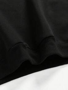 ZZG Es Trus Autumn/Winter Black Two Pieces Sportswear Round Neck Sweatshirt Straight Leg Pants "Halloween Skull Wings" Printed Pattern Fleece Street Casual - Black - View 7