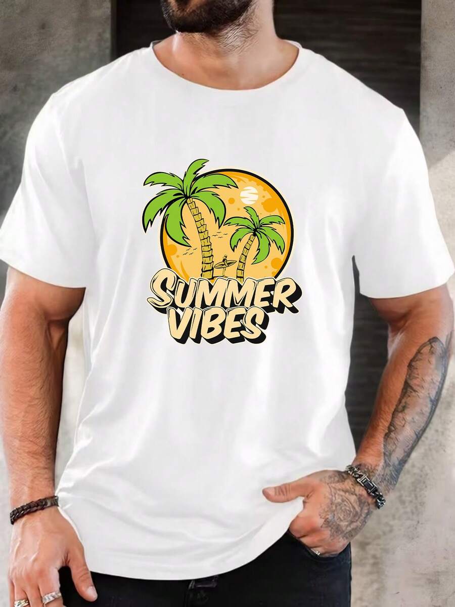 New Men's Pure Cotton Short-Sleeved T-Shirt Casual Summer Style Everyday Basic Comfortable Breathable Tee - 白色 - 查看 1
