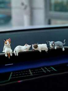Super Cute Sleepy Cat Car Dashboard Ornament, Screen Decoration, Car Center Console Display Screen Mini Figurine, Resin Cartoon Decor For Car Interior, Computer Desktop, Office Supplies, Home Decor (With Acrylic Double-Sided Tape) - A - View 1