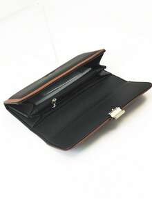 New Women's PU Soft Long Phone Wallet, Fashion Casual Large Capacity Multi-Function Handheld Multi-Layer Wallet Card Holder ID Organizer, Convenient To Carry, Suitable As Holiday Gift - Black - View 8