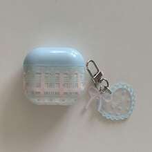 Transparent Pink & Blue Plaid Star Pendant Earphone Case Compatible With AirPods Case 2/3/4/Pro/Pro2/Pro3, Anti-Drop Earphone Case, Gift, Fashion Accessory, Combining Aesthetics And Practicality - Translucent Pink Blue - View 12