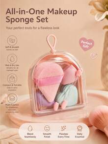 1 bộ bông phấn mini kèm hộp đựng, mút trang điểm màu tự nhiên và bông phấn mắt, không rơi bột phấn - Nhiều màu - Xem 4