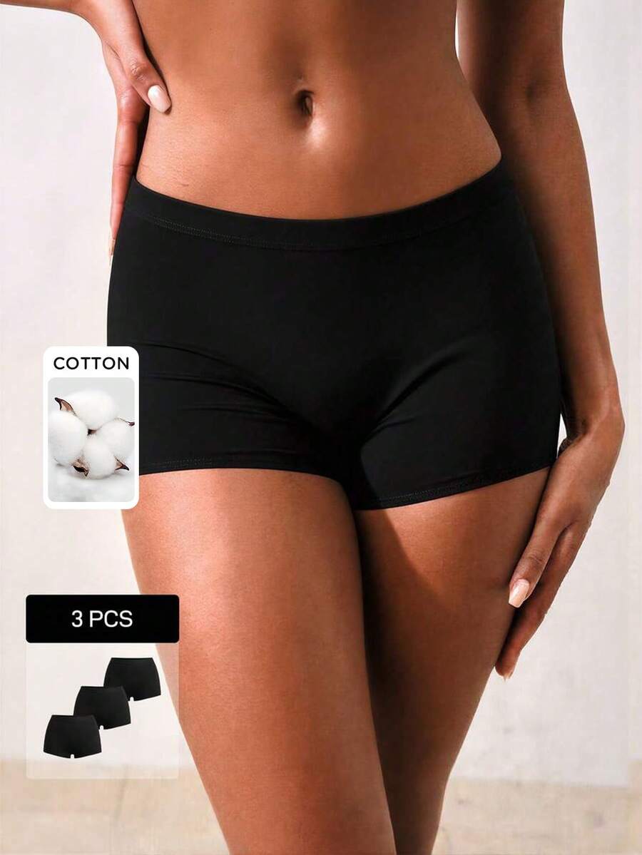 Veilyse Calcinha de Cintura Elástica Skinny de Cor Sólida Casual para Mulheres - Multicolorido - Visão 1