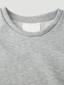 Tween Girl Crewneck Sweatshirt, Roma Italia Rome Landmark Photo‑Fill Letter Graphic Pullover, Soft Cotton Long Sleeve Top - Light Grey - View 2