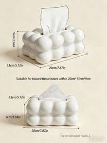 1pc Luxury Tissue Box, Cotton Candy Style Spherical Patchwork Design, Thanksgiving Living Room Tea Room Coffee Bar Homestay Desktop Storage Decor Ornament, Desktop Soft Decoration Storage Box - Model C - View 9