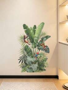 Cartoon Animal Green Plant Monkey Wall Sticker Decal For Bedroom Living Room Kids Room Home Decor Self-Adhesive Wall Sticker - Multicolor - View 5