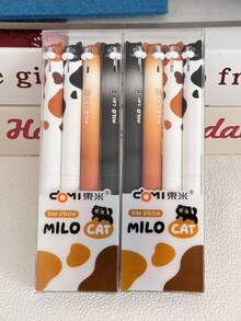 8pcs/4pcs/1PC Cute Cartoon Dog/Cat Retractable Gel Pen Set, Back To School Kawaii Puppy Design 0.5mm Black Ink Writing Pens For Student Office Stationery Supplies - Dongmi Set Pen - View 24