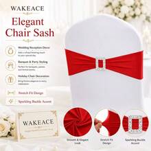 10PCS Elastic Chair Bands, Suitable For Bow And Ribbon Decoration, Stretch And Tie Without Tools, Equipped With Square Buckle Slider, Wrinkle-Resistant Spandex Material, Suitable For Wedding, Party, Banquet And Event Decoration - Multicolor - View 6
