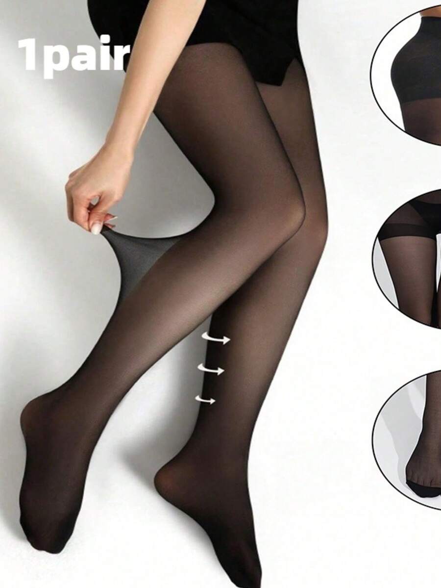 1pairLady's Black Sheer Thin Pantyhose, Elastic Pantyhose, Smooth And Opaque Stockings, Suitable For Parties/Office/Daily Wear - Multicolor - View 1